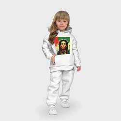 Детский костюм оверсайз Боб Марли в красных цветах граффити, цвет: белый — фото 2