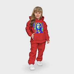 Детский костюм оверсайз Kurt Cobain Glitch Art, цвет: красный — фото 2