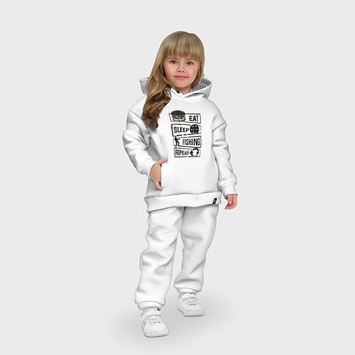 Детский костюм оверсайз Eat sleep fishing repeat / Белый – фото 3