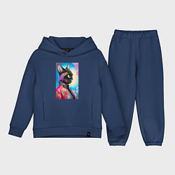Детский костюм оверсайз Кисуля в модной куртке - нейросеть, цвет: тёмно-синий