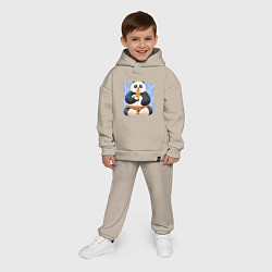Детский костюм оверсайз Kung Fu Panda ест рамен, цвет: миндальный — фото 2