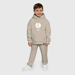 Детский костюм оверсайз EXO лого, цвет: миндальный — фото 2