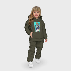 Детский костюм оверсайз Лис-модник - нейросеть - акварель, цвет: хаки — фото 2