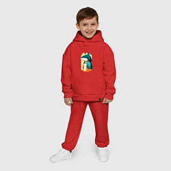 Детский костюм оверсайз Чувак-акулёнок - нейросеть, цвет: красный — фото 2