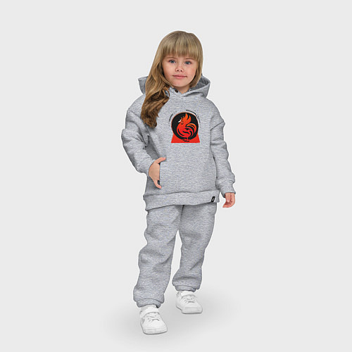Детский костюм оверсайз Петух - красный петушок в круге / Меланж – фото 3