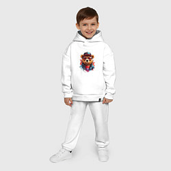 Детский костюм оверсайз Модный медведь в кепке и в очках, цвет: белый — фото 2