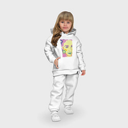 Детский костюм оверсайз Женский портрет с полевыми цветами, цвет: белый — фото 2