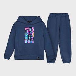 Детский костюм оверсайз Барби в неоновом городе - фантазия, цвет: тёмно-синий