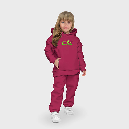 Детский костюм оверсайз CS2 green logo / Маджента – фото 3