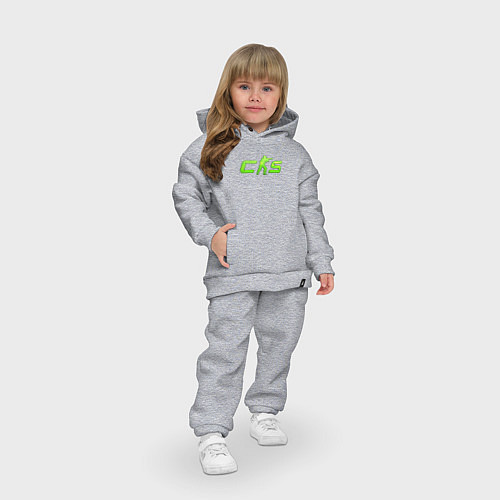 Детский костюм оверсайз CS2 green logo / Меланж – фото 3