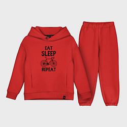 Детский костюм оверсайз Eat sleep bike repeat, цвет: красный