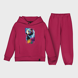 Детский костюм оверсайз Color bear - painting - neural network, цвет: маджента