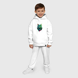 Детский костюм оверсайз Неоновое граффити с котом, цвет: белый — фото 2