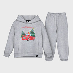 Детский костюм оверсайз Красная машинка с елкой, цвет: меланж
