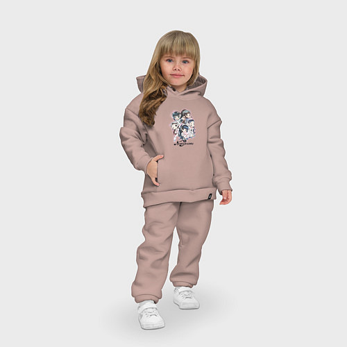 Детский костюм оверсайз NewJeans album Get Up chibi style / Пыльно-розовый – фото 3