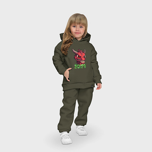 Детский костюм оверсайз Символ года 2024 маленький дракоша / Хаки – фото 3
