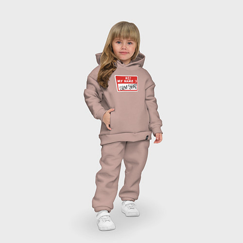 Детский костюм оверсайз Hi my name is / Пыльно-розовый – фото 3