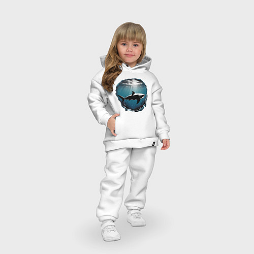 Детский костюм оверсайз Акула в океане / Белый – фото 3