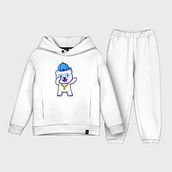 Детский костюм оверсайз Хип-хоп медведь, цвет: белый