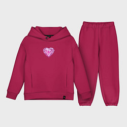 Детский костюм оверсайз Розовое алмазное сердце, цвет: маджента