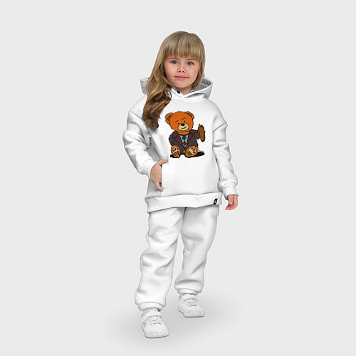 Детский костюм оверсайз Медведь Кащей с шапкой-ушанкой / Белый – фото 3