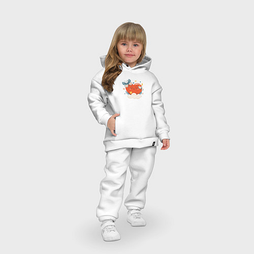 Детский костюм оверсайз Сердечко с бабочками парит в облаках / Белый – фото 3