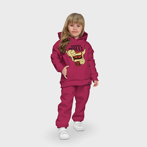 Детский костюм оверсайз Bulls logo with hands / Маджента – фото 3