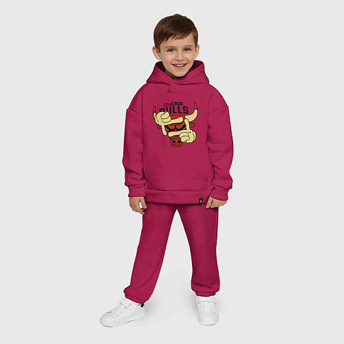 Детский костюм оверсайз Bulls logo with hands / Маджента – фото 4