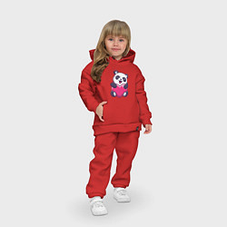 Детский костюм оверсайз Сердце панды, цвет: красный — фото 2