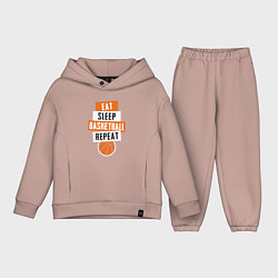 Детский костюм оверсайз Eat sleep basketball, цвет: пыльно-розовый
