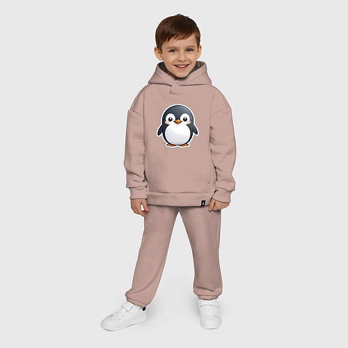 Детский костюм оверсайз Пингвин цыпленок / Пыльно-розовый – фото 4