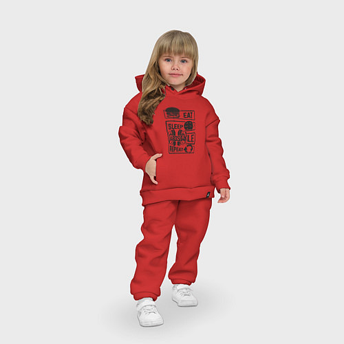 Детский костюм оверсайз Eat sleep hardstyle / Красный – фото 3