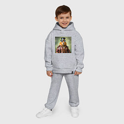 Детский костюм оверсайз Мем капибара в очках в стиле стимпанк, цвет: меланж — фото 2