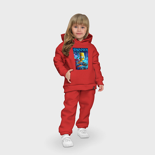 Детский костюм оверсайз Cyber Bart Simpson - esport / Красный – фото 3