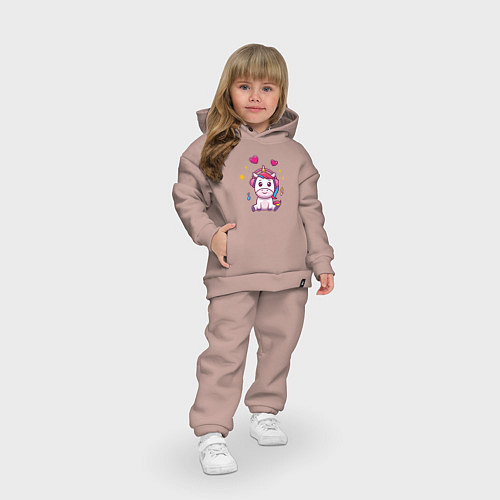 Детский костюм оверсайз Единорог в наушниках / Пыльно-розовый – фото 3