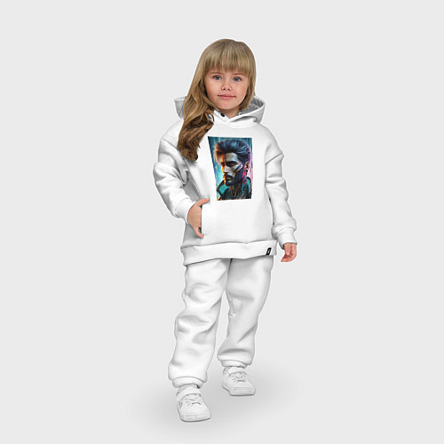 Детский костюм оверсайз Cyber dude - ai art / Белый – фото 3