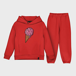 Детский костюм оверсайз Brain ice cream, цвет: красный