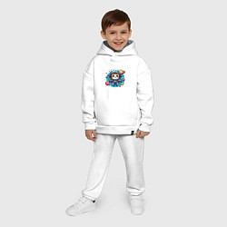 Детский костюм оверсайз Котёнок космонавт - нейросеть, цвет: белый — фото 2