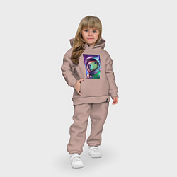 Детский костюм оверсайз Портрет бравого космонавта - капибара, цвет: пыльно-розовый — фото 2