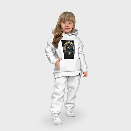 Детский костюм оверсайз Черная кошка с золотыми элементами / Белый – фото 3