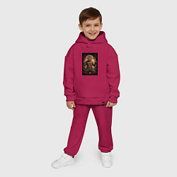 Детский костюм оверсайз Тайский бокс тигр в стойке, цвет: маджента — фото 2