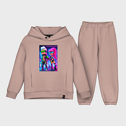 Детский костюм оверсайз Barbie and Ken - Minecraft 2099 ai art collaborati, цвет: пыльно-розовый
