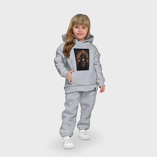 Детский костюм оверсайз Старый скелет едет на старом мотоцикле / Меланж – фото 3