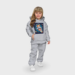 Детский костюм оверсайз Реактивный корги в космосе, цвет: меланж — фото 2