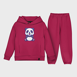 Детский костюм оверсайз Удивлённая панда, цвет: маджента