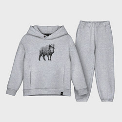 Детский костюм оверсайз Кабан в новогоднем колпаке, цвет: меланж