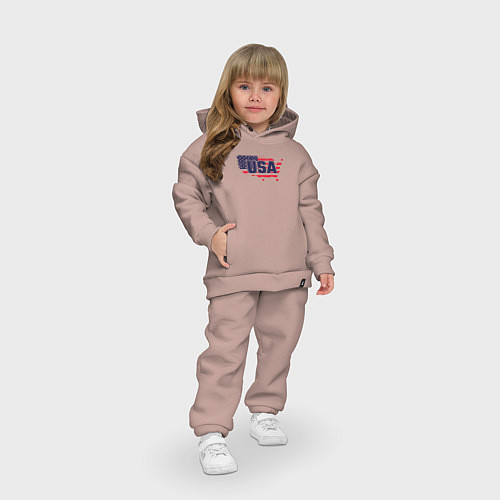 Детский костюм оверсайз Map USA / Пыльно-розовый – фото 3