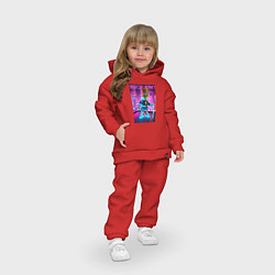 Детский костюм оверсайз Neon Bart - with skateboard ai art fantasy, цвет: красный — фото 2