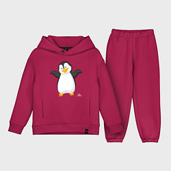 Детский костюм оверсайз Веселый пингвин красивый, цвет: маджента