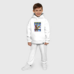 Детский костюм оверсайз Cyber pikachu - ai art neon glow fantasy, цвет: белый — фото 2